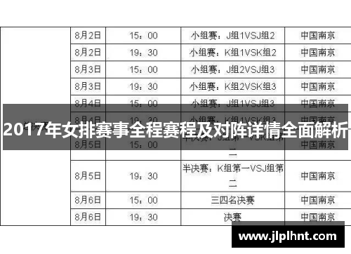 2017年女排赛事全程赛程及对阵详情全面解析